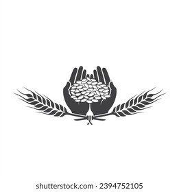 illustration of wheat and hand, vector art.
