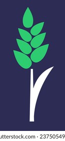 Illustration of wheat icon on dark blue background. Vector illustration.