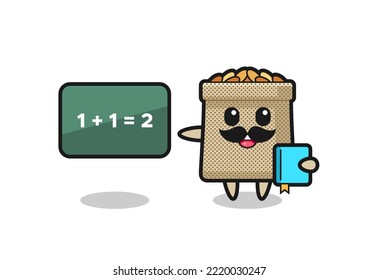 Illustration of wheat sack character as a teacher , cute design