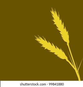 illustration with wheat silhouettes isolated on brown background