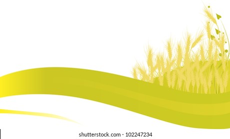 illustration with wheat silhouettes on white background