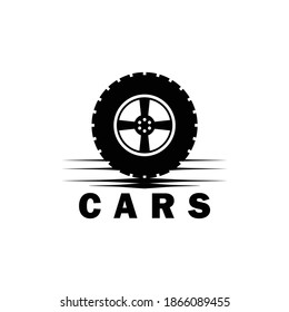 Illustration wheel car automotive logo design vector silhouette