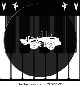 Illustration of wheel loader.
