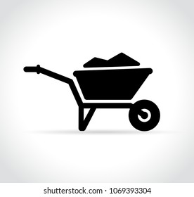 Illustration of wheelbarrow icon on white background