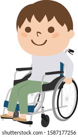 Illustration of wheelchair. young man sitting in a wheelchair.