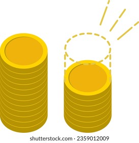 Illustration where money has decreased. Easy -to -use vector data.