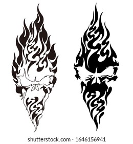 The illustration which combined a flame with the skull,