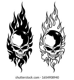 Illustration Which Combined Flame Skull Stock Vector (Royalty Free ...