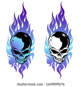 The illustration which combined a flame with the skull,