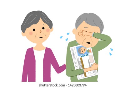 It is an illustration in which an elderly driver discusses the return of a license.