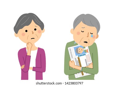 It is an illustration in which an elderly driver discusses the return of a license.