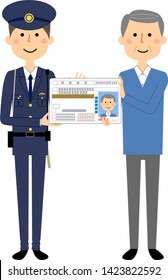 It is an illustration in which an elderly driver voluntarily returns a driver's license.