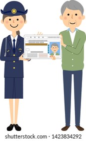 It is an illustration in which an elderly driver voluntarily returns a driver's license.