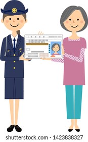 It is an illustration in which an elderly driver voluntarily returns a driver's license.