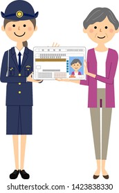 It is an illustration in which an elderly driver voluntarily returns a driver's license.