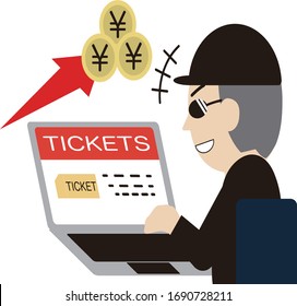 The illustration in which the scalper is lifting the price for the ticket