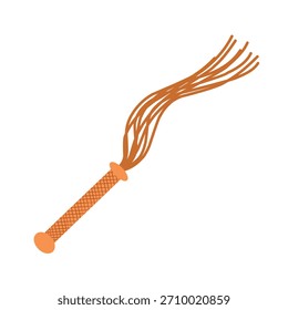 Ilustración de una cuerda de látigo. Diseño plano de una cuerda de látigo. Herramienta de cuerda de látigo  