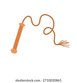 Ilustración de una cuerda de látigo. Diseño plano de una cuerda de látigo. Herramienta de cuerda de látigo  