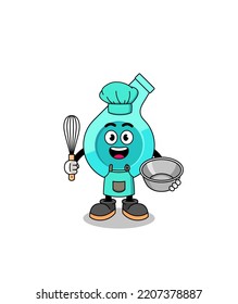 Illustration of whistle as a bakery chef , character design