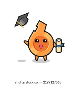 Illustration of whistle cartoon throwing the hat at graduation , cute design