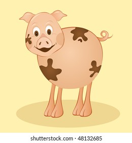 Illustration whit a pig