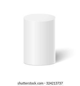 Illustration of White 3D Vector Cylinder Isolated on White Background. Tea Cofee Can Template for your Store