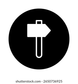 Illustration of a white arrow sign pointing right within a black circle providing directional guidance