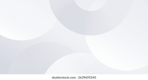 Illustration white background with white circle lines digital future abstract modern design