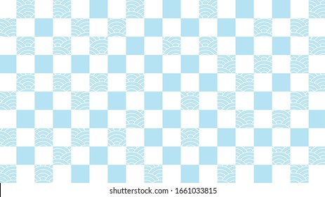 Illustration of a white background with a continuous check pattern and ripple continuous pattern.