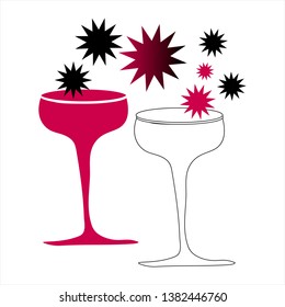 illustration of white background with two ornament glass of interior vector graphics