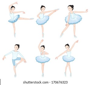 Illustration of the white ballet dancers on a white background