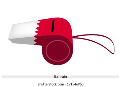 An Illustration of A White Band with Five Triangles of Serrated Line of The Kingdom of Bahrain Flag on A Whistle, The Sport Concept and Political Symbol. 