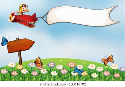 Ilustración de la bandera blanca y el tablero de flecha