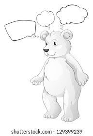 Ilustración de un oso blanco pensando en un fondo blanco