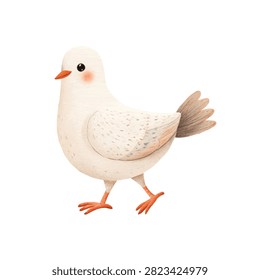 Illustration of a white bird walking