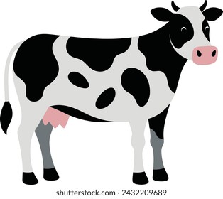 Illustration white and black dairy cow vector