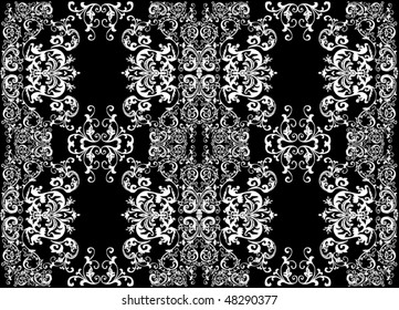 illustration with white and black decorated background