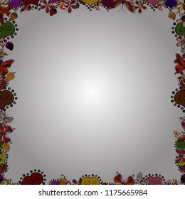 Illustration in white, black and orange colors. Seamless pattern. Frame doodle. Vector element template.