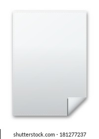 the illustration of white blank template with folded corner / the blank rectangle template / the sheet 