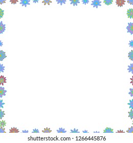 Illustration in white, blue and neutral colors. Vector illustration. Square frames doodles. Seamless pattern.