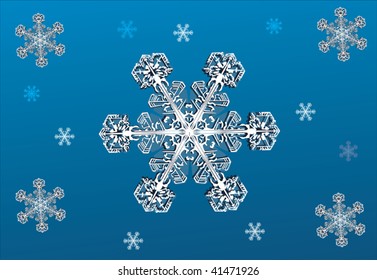 ilustración con fondo de copo de nieve blanco y azul
