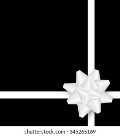 Illustration white bow cross ribbon on black background - vector
