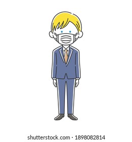 Illustration of a white businessman wearing a mask.