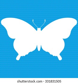 Illustration white butterflies. Vector background