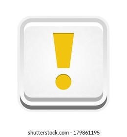 the illustration of white button with yellow exclamation mark / the warning sign button / the risk button