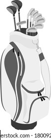 Illustration of a white caddie bag to bring to the golf course.