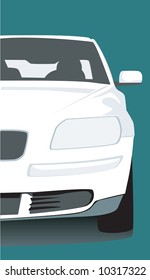 Illustration of a white car isolated 	