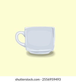 illustration of a white ceramic cup on a yellow background