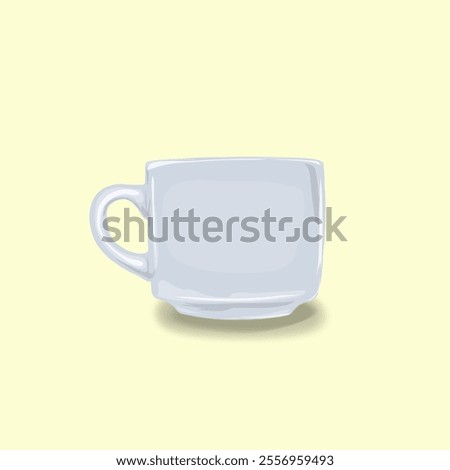 illustration of a white ceramic cup on a yellow background