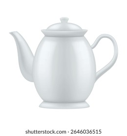 Ilustração de um bule de chá branco em um fundo branco plano destacando seu design elegante